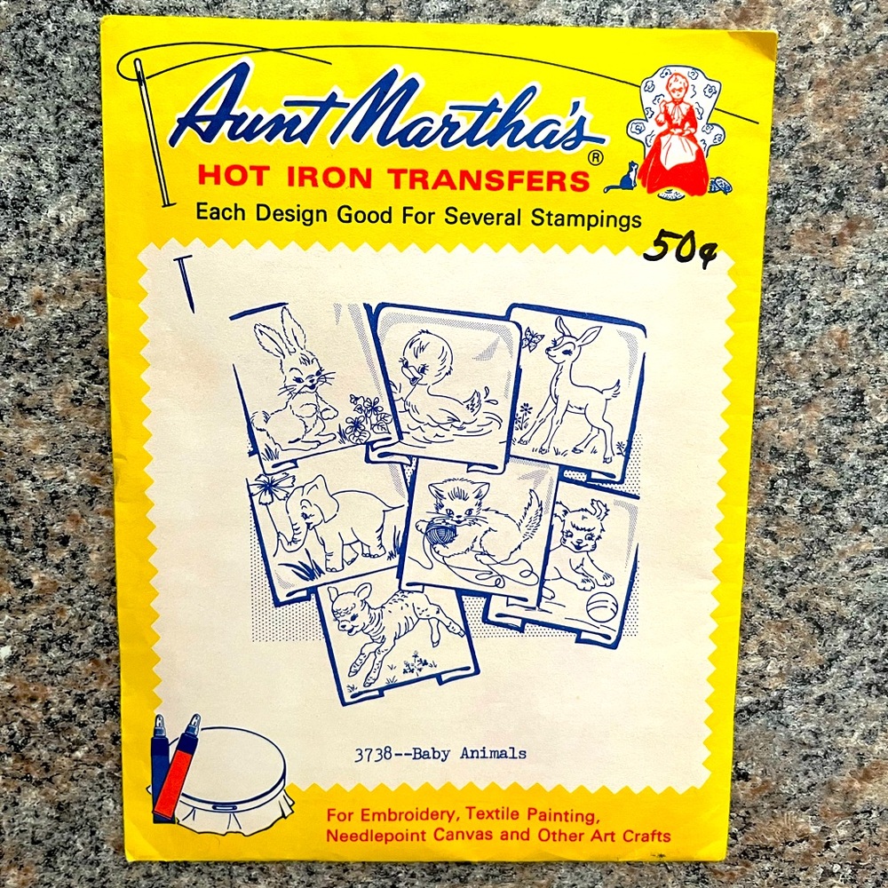Aunt Martha’s #3738 Baby Animals Vintage Embroidery Transfer – Unopened